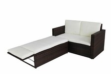 EVRE Brown Lovebed 2 Seat Rattan Garden Furniture Patio Outdoor Sofa Set Daybed