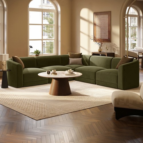 Large olive green velvet - green,