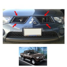 Front Grill Grille Matte Black 2Pc Fits Mitsubishi L200 Triton Pickup 2006 - 14