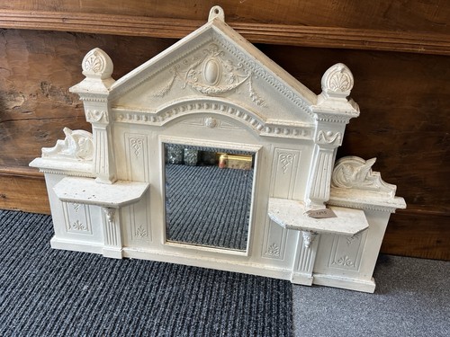 Victorian cast iron overmantle - iron,