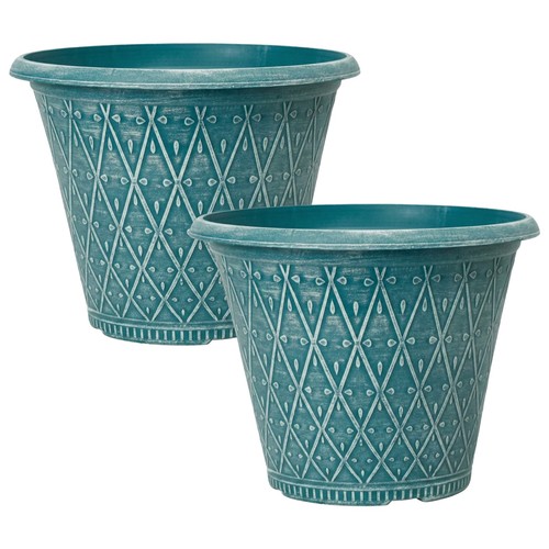 2pc round teal green plastic - green,