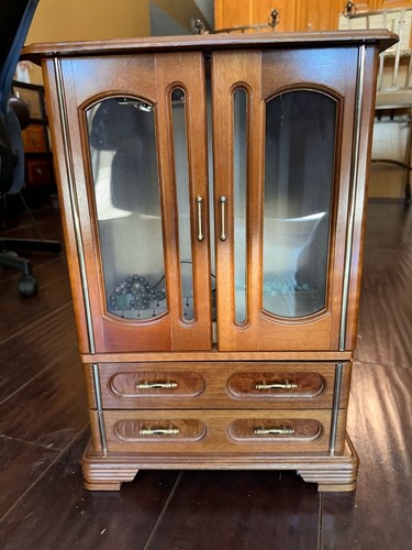 Vintage wooden jewelry armoire - jewelry,