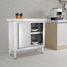 201 Stainless Steel Work Table For Kitchen Prep Two-tier Storage Cabinet