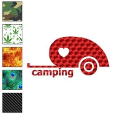 Love Camping Teardrop Camper, Vinyl Decal Sticker, 40 Patterns & 3 Sizes, #3319
