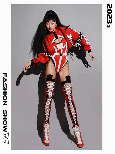Red jacket bodysuit drag queen - drag,