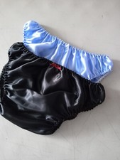 SISSY~MAID~ADULT BABY~ UNISEX~TV/CD HANDMADE WIDE CROTCH SATIN PANTS TWIN PACK