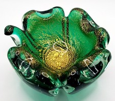 Green gold sparkle Murano