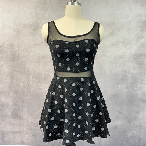Polka dot mesh fit flare - mesh,