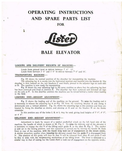 Lister bale elevator - bale,
