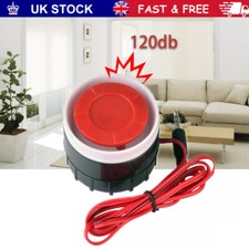 12V Wired Alarm Siren Horn 120db Indoor For Home Security Sound Alarm System New
