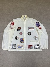 Vintage 70s 80s Hollywood Design Nylon Windbreaker Racing Patchwork Jacket Large