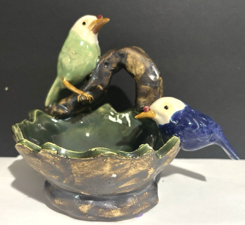Vintage majolica style birds - majolica,