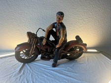 Vintage Resin Motorcycle Rider Statue – Retro Biker Figurine Man on Motorcycle