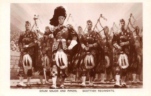 Postcard military drum major - military,