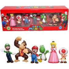 6pcs Super Mario Bros PVC Action Figure Dolls Toys Luigi Yoshi Model Kids Gifts