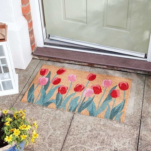 Tulips doormat indoor outdoor - tulips, indoor/outdoor