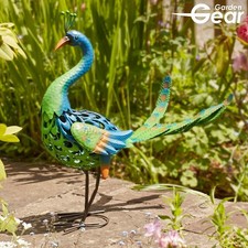 Garden Gear Metal Outdoor Peacock Animal Ornament 58cm Bird Sculpture Decor NEW