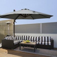 3(m) Offset Parasol Cantilever Hanging Umbrella 360° Rotation w/ Base Dark Grey