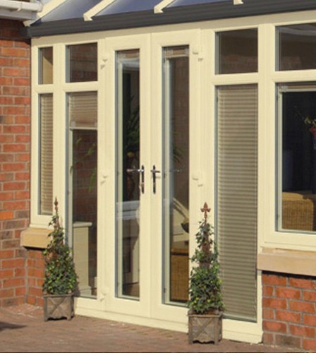Cream upvc french door patio - door, /