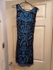 Black and Blue Beaded Flapper Style Dress