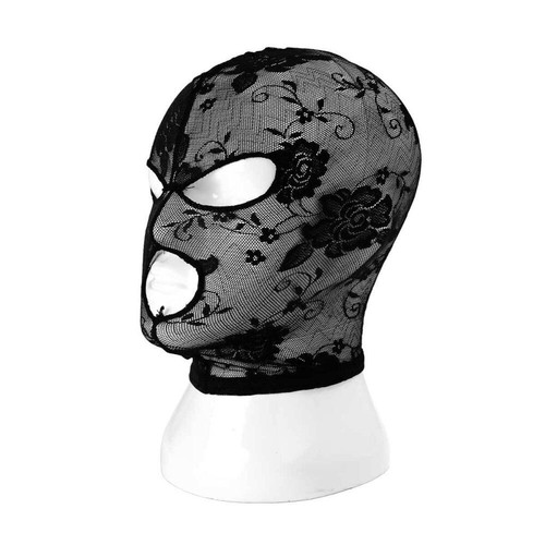 Black lace full face mask - full,