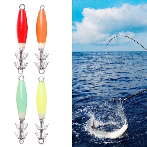Glowing squid jig hook lures - glowing,