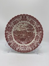 BRITISH ANCHOR OLDE COUNTRY CASTLES SERVING BOWL IRONSTONE PLATE IN PINK & WHITE