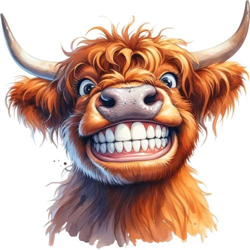 Colourful funny highland cow - colourful,
