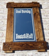 Rustic mirror good morning - mirror,