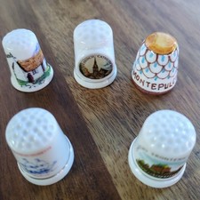 5 Vtg Bone China Thimbles