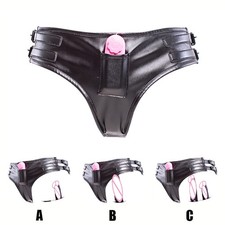 Silicone PU Leather Pants Men