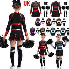 UK Girls Cheer Leader Costume Schoolgirls Cheerleading Uniform Accessory Party