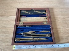 Antique Drawing Writing Instruments in Wooden Box