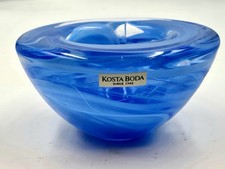 Kosta Boda Blue Swirl Glass