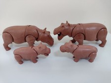 Playmobil Vintage Hippo Family, 2 Adults and 2 Calves, Animals Zoo Safari 