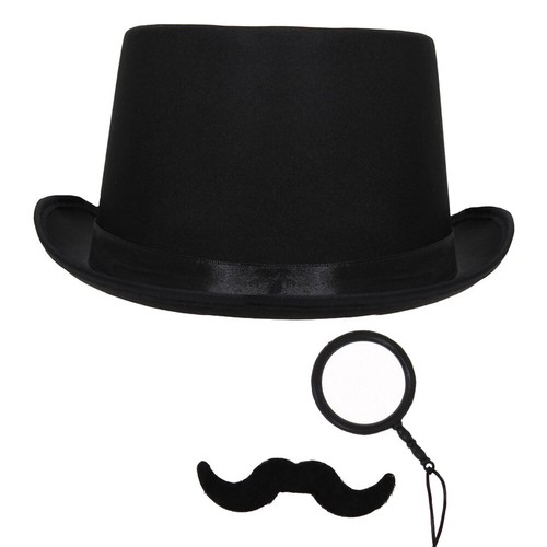 Top hat monocle moustache - hat,