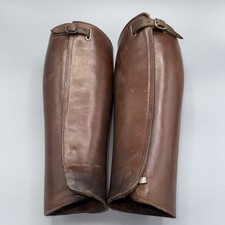 Pair Of Vintage Brown Leather Horse Gaiters Half Chaps