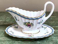 SPODE TRAPNELL SPRAYS Y8403 BONE CHINA GRAVY BOAT & STAND EXCELLENT CONDITION