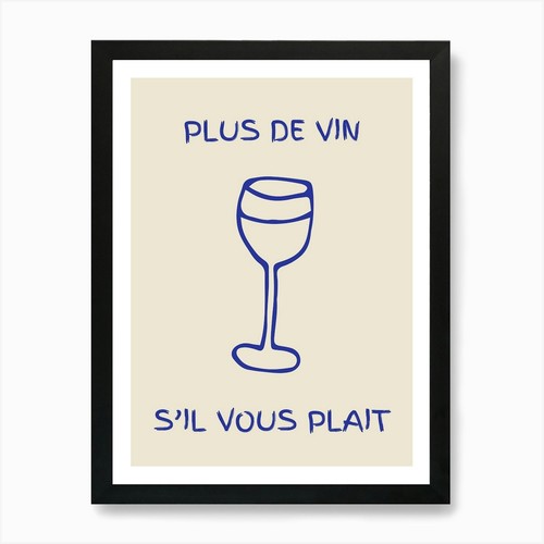 Wine glass kitchen poster blue - kitchen,