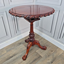 Antique Mahogany Wine Table - Tilt-Top – Carved - Ball Claw Feet Chippendale