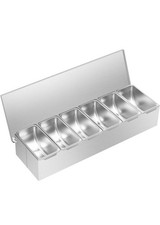 6 Compartment Stainless Steel Condiment Dispenser, Condiment Holder Stackable Re
