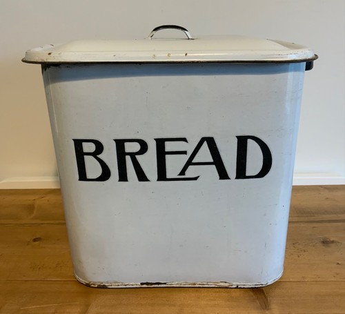 Vintage enamel bread - , bin