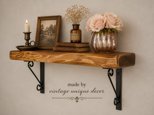 Chunky wooden aged wall shelf - wall,