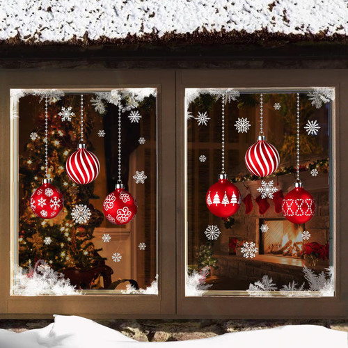 Red white christmas stained - red,