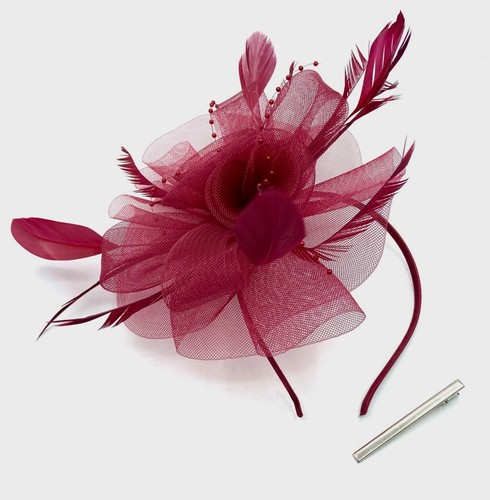 Burgundy fascinator with - fascinator,