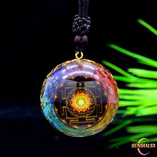 Natural Crystal Orgonite Pendant Necklace 7 Chakra Healing Energy Talisman Gift