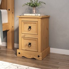 Corona Pine Bedside Cabinet 2 Drawer Bedroom Drawers Side Table Nightstand Waxed