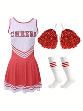 Red cheerleader uniform with - cheerleader,
