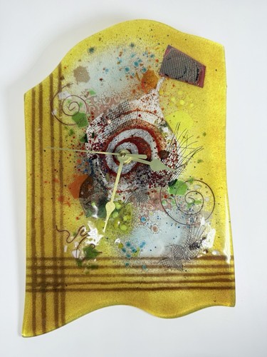 Art glass wall clock abstract - clock,,