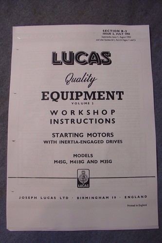 Lucas starter motor workshop - lucas,